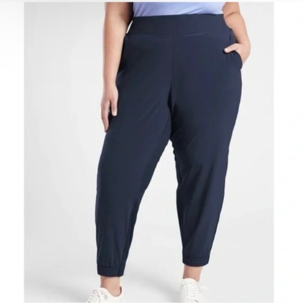 Athleta Women's Brooklyn Jogger Pants Travel Lightweight Size 18 Navy Blue‎